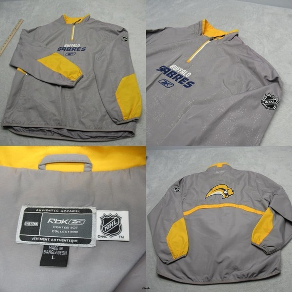 Vintage‎ Buffalo Sabres Jacket Men Large Reebok NHL Gray Pullover Windbreaker - Picture 1 of 15